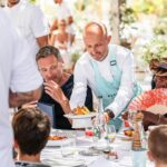 Champagne celebration with sparklers at Bagatelle Saint-Tropez restaurant