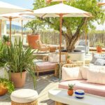 Terrace framed by olive trees and floral decor at Bagatelle Saint-Tropez