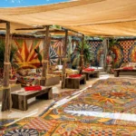 Outdoor courtyard decorated with the Dolce & Gabbana signature DG Carretto motif