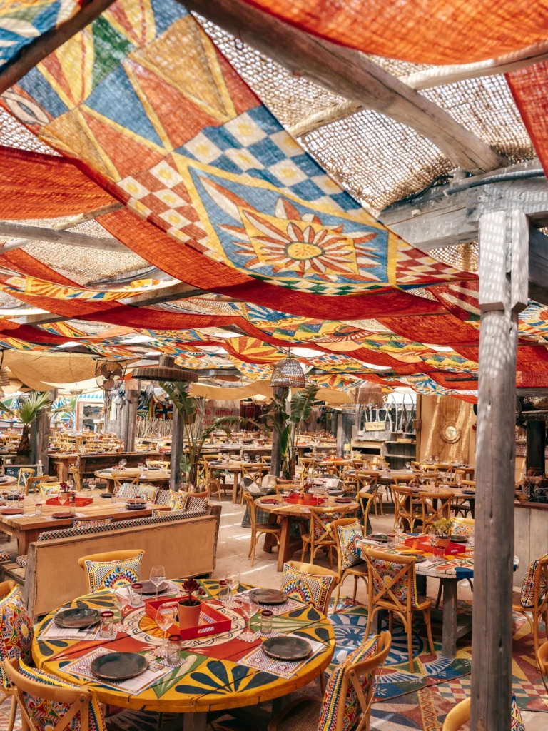 Dining area featuring the Dolce & Gabbana signature DG Carretto motif at Casa Amor Saint-Tropez