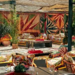 Lounge area featuring the Dolce & Gabbana signature DG Carretto motif