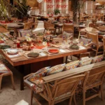Table setting featuring the Dolce & Gabbana signature DG Carretto motif
