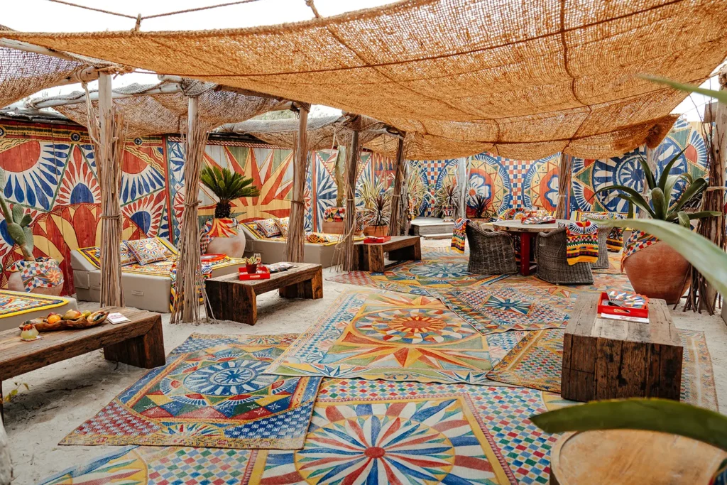 Terrace decorated with the Dolce & Gabbana signature DG Carretto motif