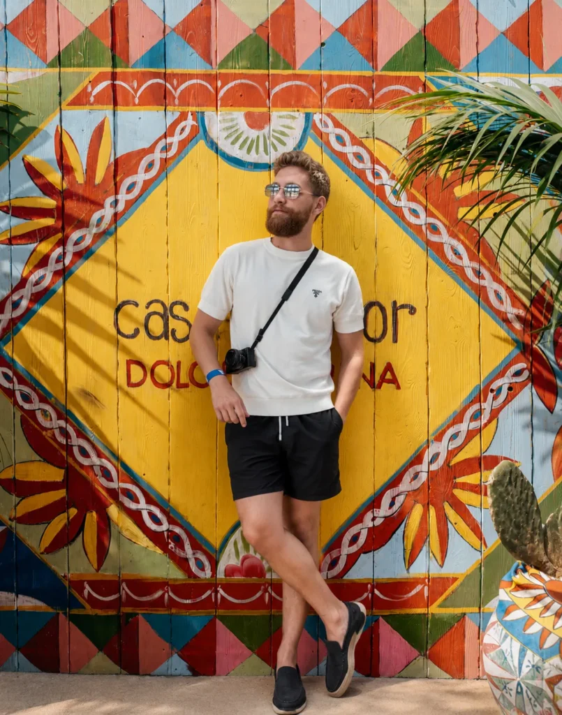 Matt posing at the Dolce & Gabbana photo installation at Casa Amor Saint-Tropez