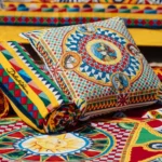 Dolce & Gabbana signature DG Carretto motif cushion with colorful Mediterranean-inspired patterns