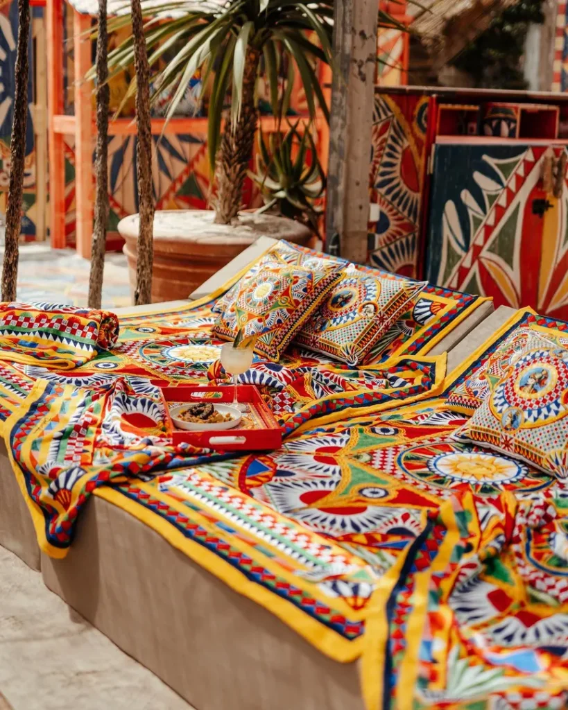 Daybed featuring the Dolce & Gabbana signature DG Carretto motif