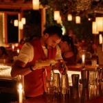 Bartender preparing signature cocktails at Kinugawa Ramatuelle