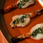 Grilled prawns with signature sauce at Kinugawa Ramatuelle