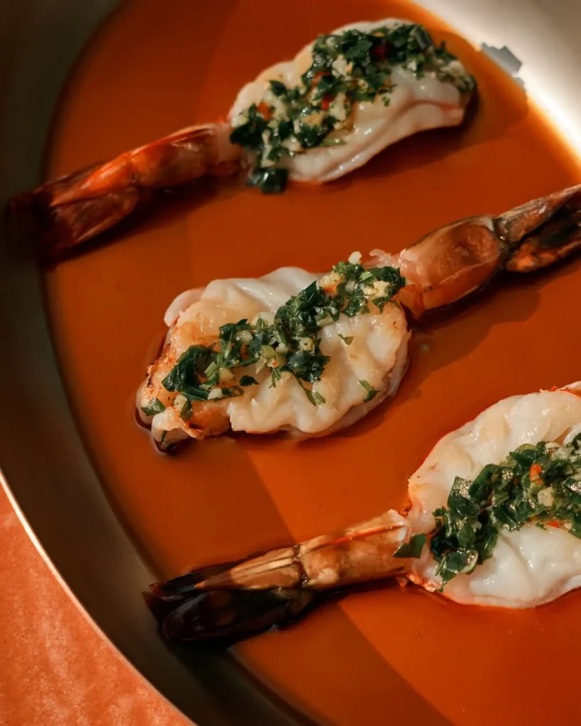 Grilled prawns with signature sauce at Kinugawa Ramatuelle