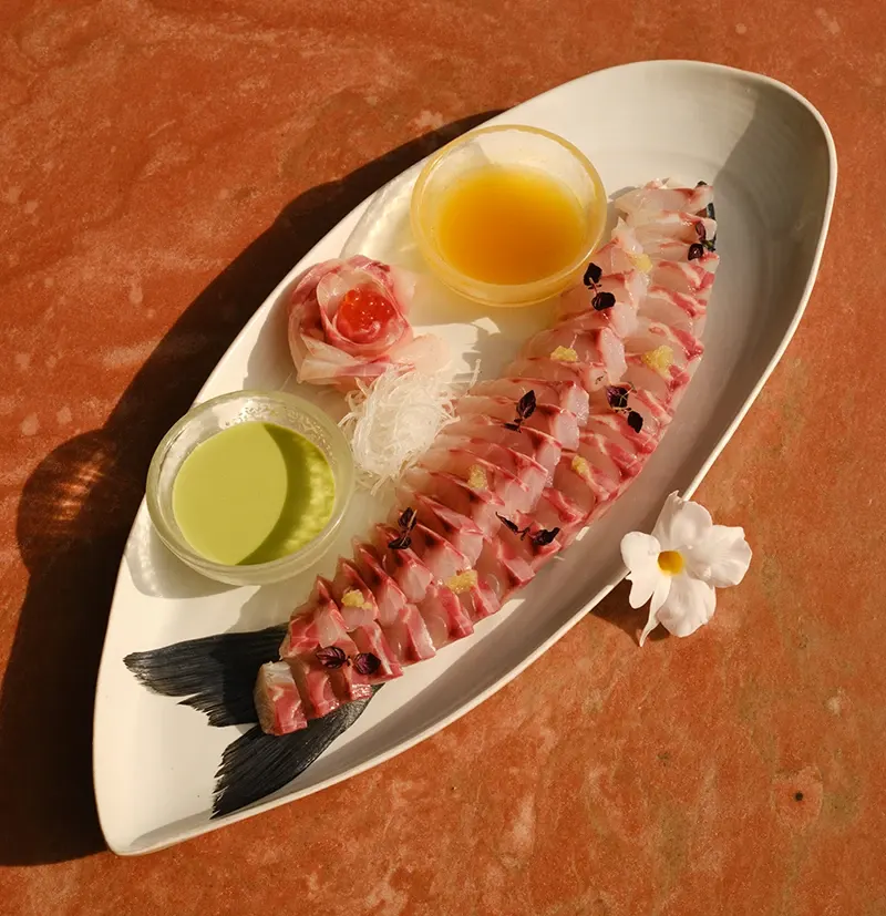 Fresh sashimi platter served at Kinugawa Ramatuelle