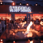 Nighttime exterior view of La Opera Saint-Tropez venue