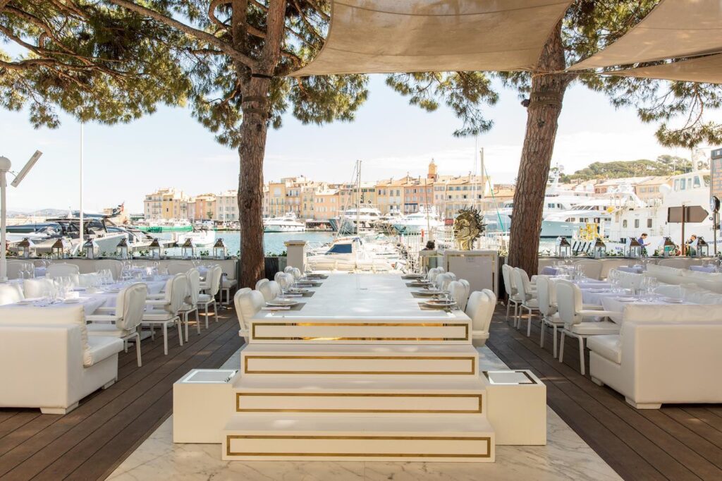 Sea view terrace with luxury seating at La Opera Saint-Tropez
