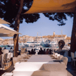 Sunset terrace overlooking the marina at La Opera Saint-Tropez
