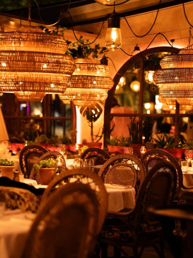 Restaurant interior with elegant seating at Le Café Saint-Tropez