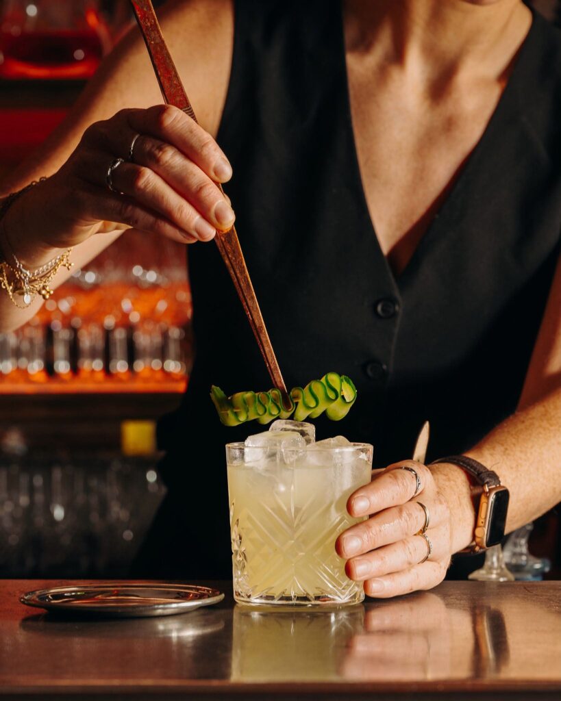 Signature cocktail served at Le Café Saint-Tropez