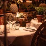 Elegant table setting prepared for guests at Le Café Saint-Tropez