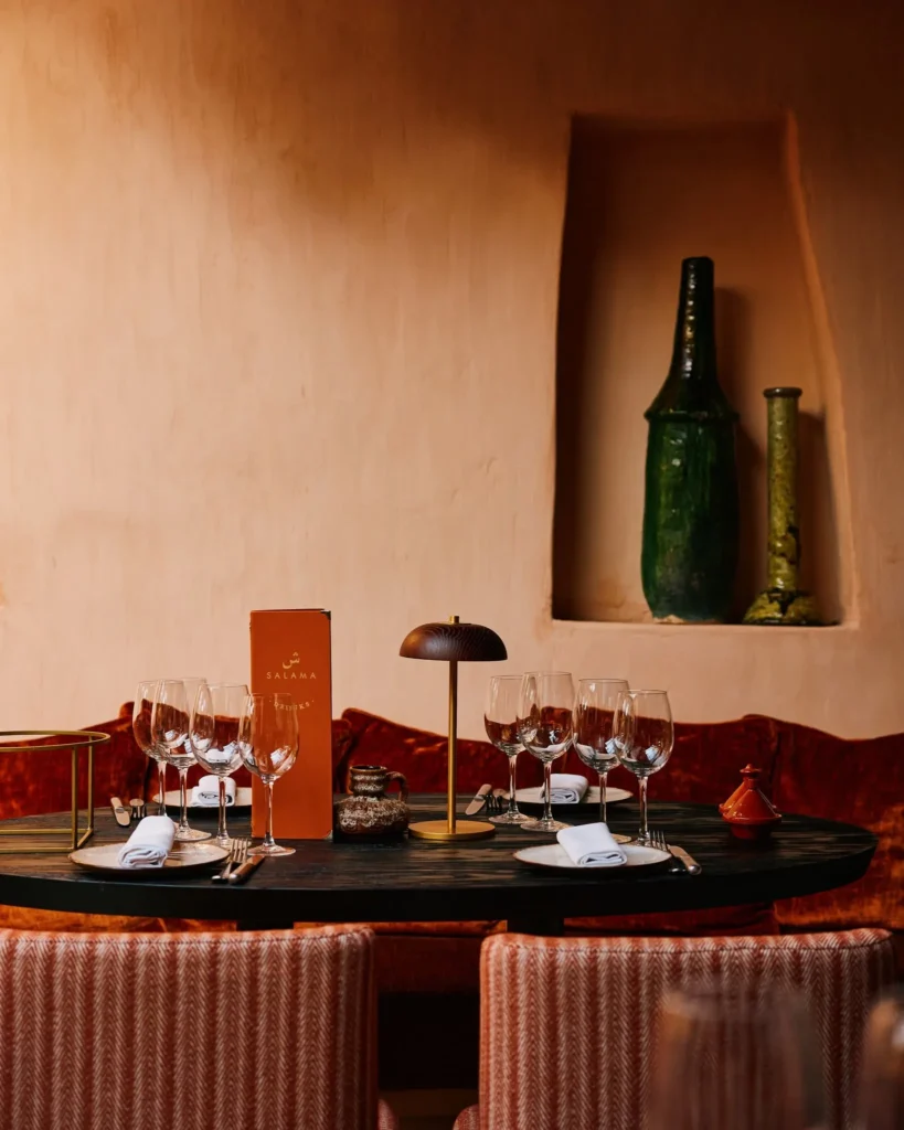Elegant dining table inside Salama Saint-Tropez
