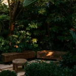 Garden lounge seating at Salama Saint-Tropez