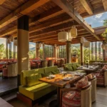 Stylish indoor dining area at Zuma Porto Cervo