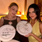 Gigi Hadid and Kendall Jenner at Siena Paris restaurant in Paris