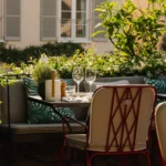 Terrace seating at Hôtel Lou Pinet Saint-Tropez