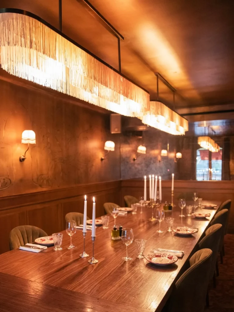 Intimate private dining area with wood paneling at Siena Parisv