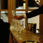 Elegant bar counter and cocktail service at L'Altiplano K2 Palace