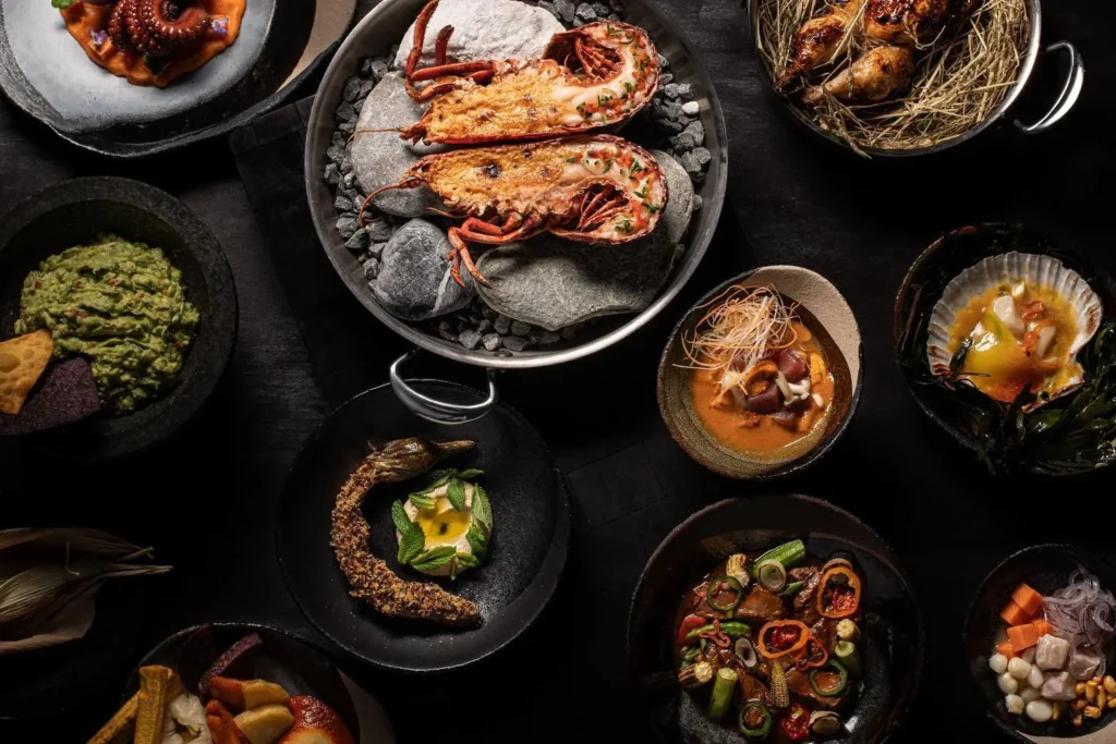 Selection of Peruvian-inspired dishes served at L'Altiplano K2 Palace