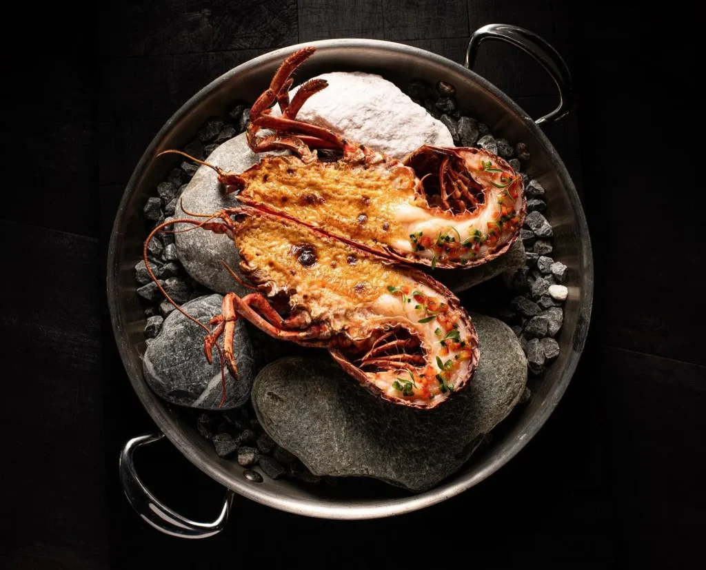 Grilled seafood dish served at L'Altiplano at K2 Palace Courchevel