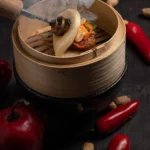 Steamed gourmet dish served at L'Altiplano K2 Palace