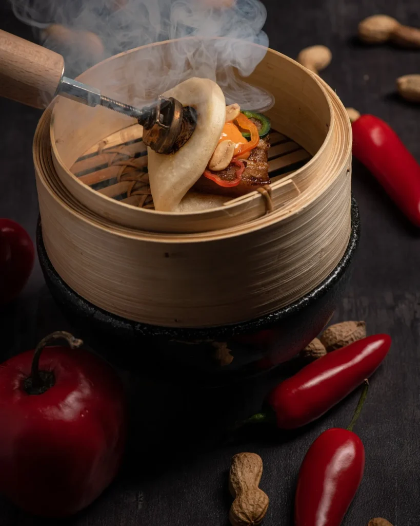 Steamed gourmet dish served at L'Altiplano K2 Palace