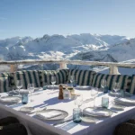 Elegant outdoor table setting with panoramic Alpine views at Bagatelle Courchevel