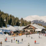 Chalet de Pierres overlooking the snowy ski slopes in Courchevel
