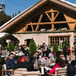 Outdoor terrace and alpine chalet setting at Chalet de Pierres Courchevel