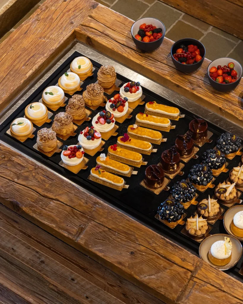 Assorted desserts presented at Chalet de Pierres Courchevel
