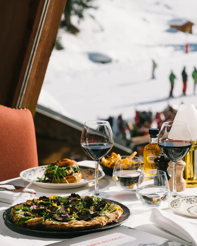 Gourmet dish served with a mountain view at Chalet de Pierres Courchevel