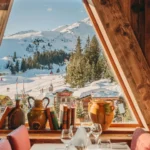 Mountain view from inside Chalet de Pierres in Courchevel