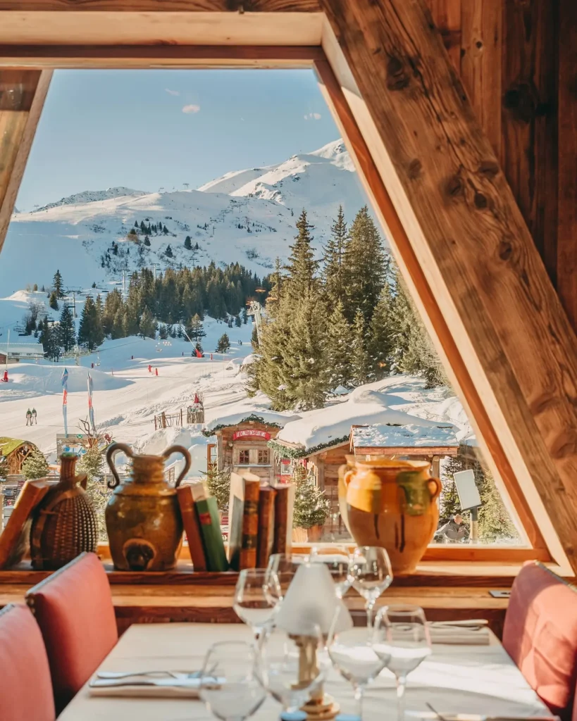 Mountain view from inside Chalet de Pierres in Courchevel