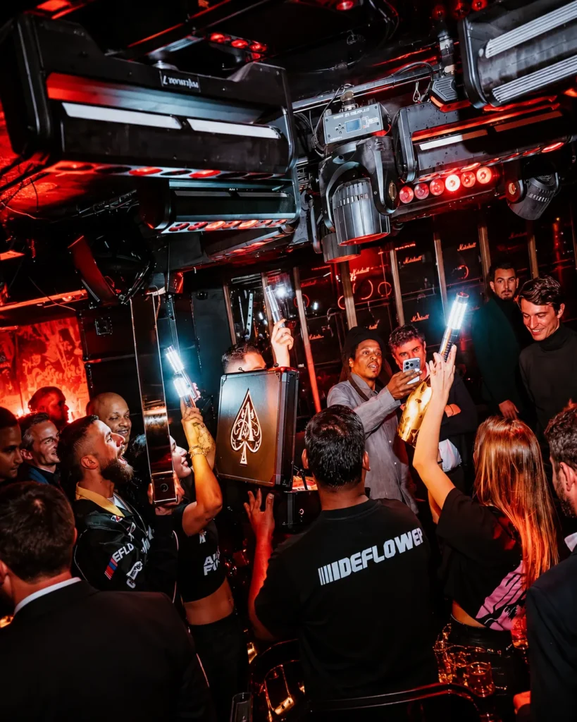 DJ performing for a crowd at Deflower Paris nightclub