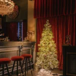 Festive Christmas decorations inside El Porteño Prohibido