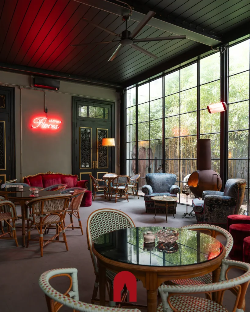 Outdoor terrace seating at El Porteño Prohibido