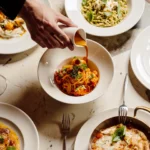 Selection of Italian pasta dishes served at Giulia Ristorante Paris