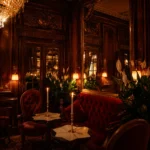 Elegant lounge seating area inside Hotel Costes in Paris
