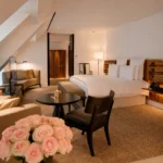 Elegant luxury bedroom interior at Hotel Costes in Paris