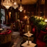 Luxurious restaurant interior at Hotel Costes in Paris