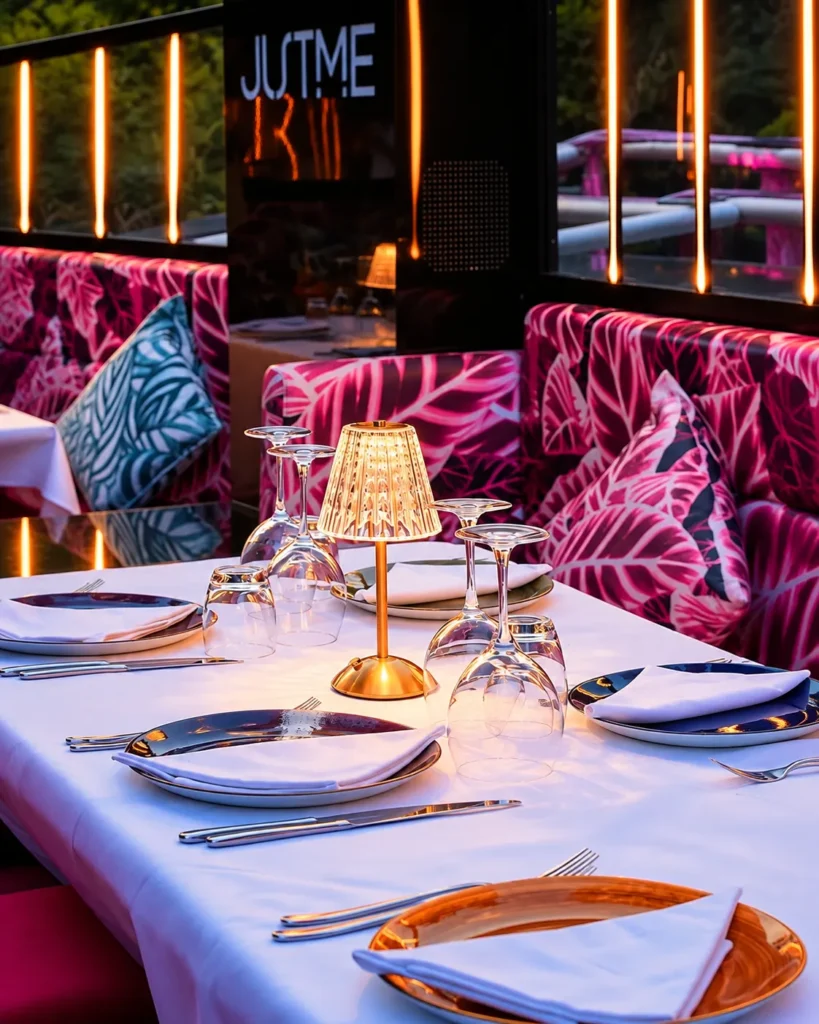 Elegant dining table set for dinner at JustMe Milano