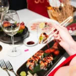 Plated dish with wine served at JustMe Milano