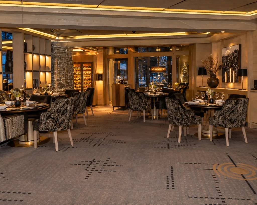 Elegant restaurant interior at K2 Palace Courchevel