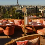 Kinugawa Rive Gauche rooftop terrace with views of the Eiffel Tower