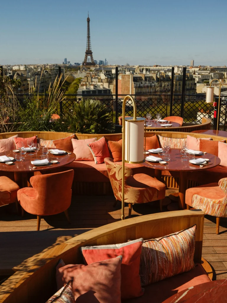 Kinugawa Rive Gauche rooftop terrace with views of the Eiffel Tower